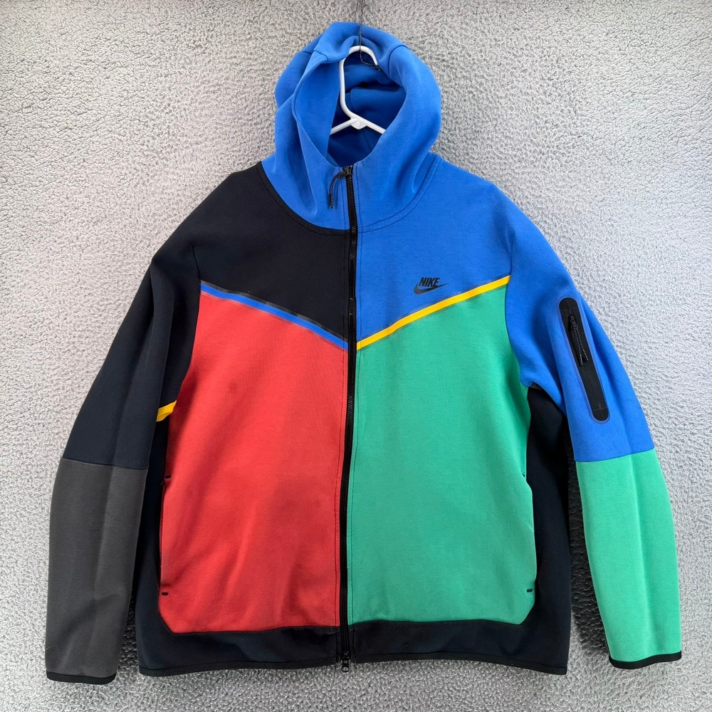 Nike Tech Fleece Hoodie Full Zip Colorblock Multi Color Men's 2XL READ